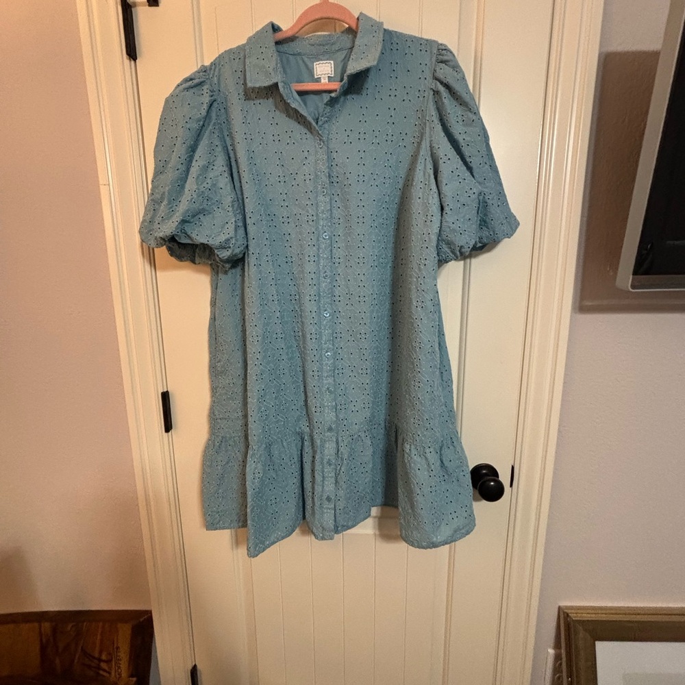 Crown & Ivy Blue Eyelet Dress